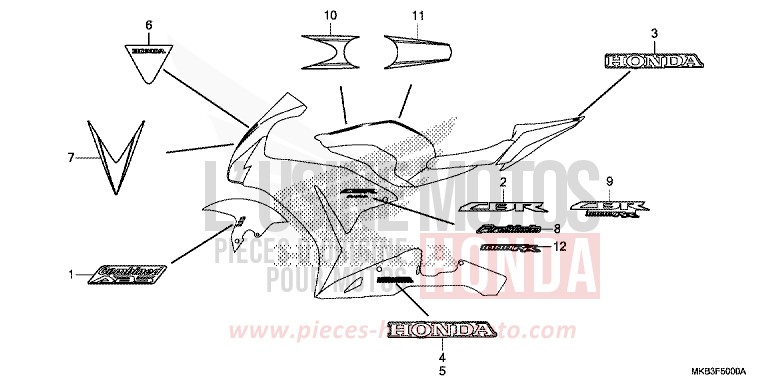 RAYURE/MARQUE (1) de CBR1000RR "Fireblade" GRAPHITE BLACK (NHB01) de 2016